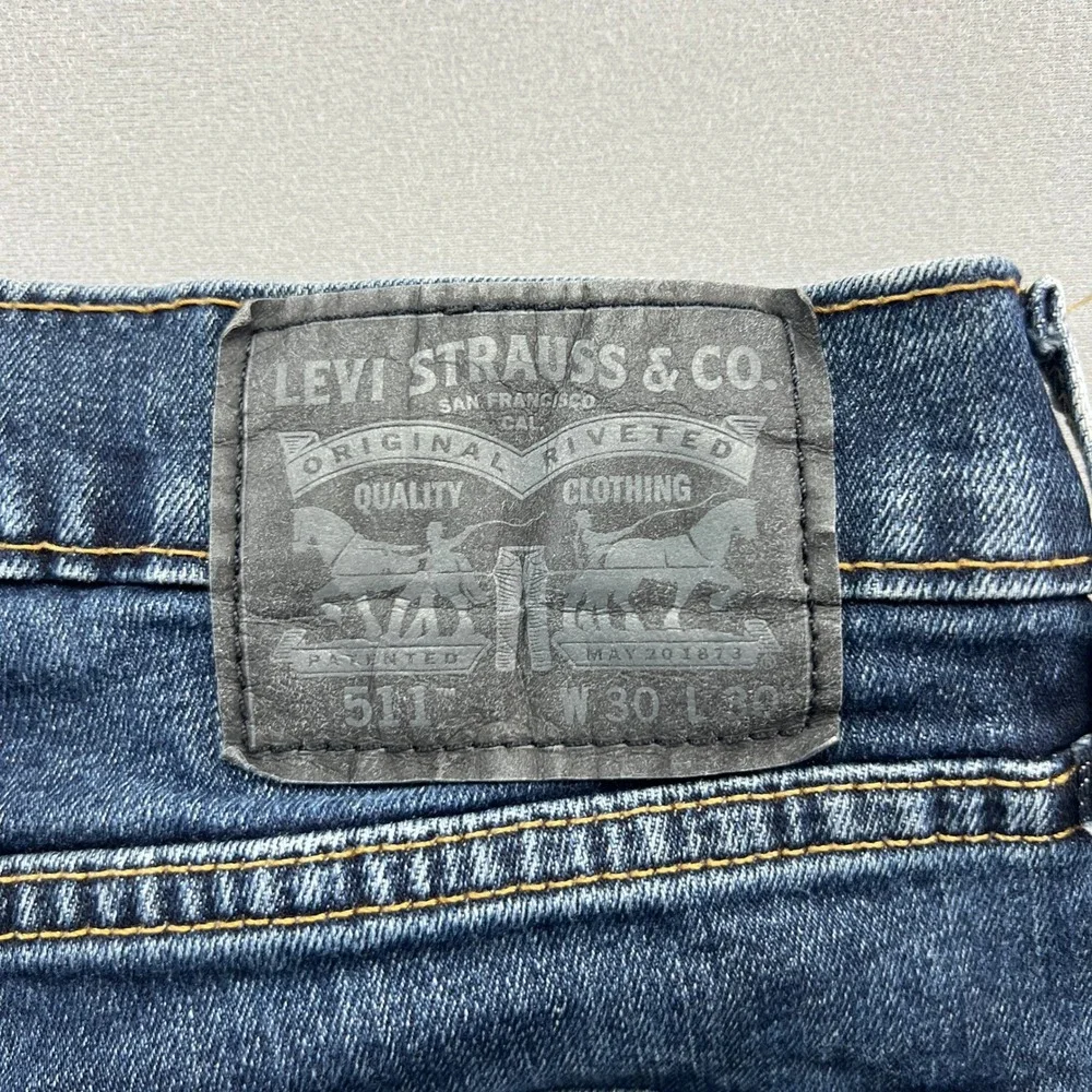 Levi's 511 Jeans Men 30x30 Blue Denim Red Tab Comfort Mid Rise Grunge Streetwear